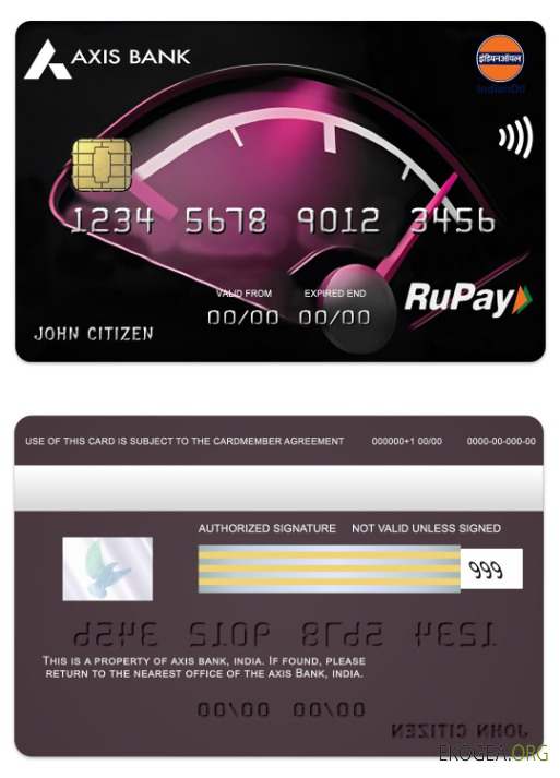 Carte de crédit India Axis Bank IOCL RuPay
